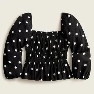 NWT J. Crew Puff-Sleeve Drapey Crepe Top in Dots